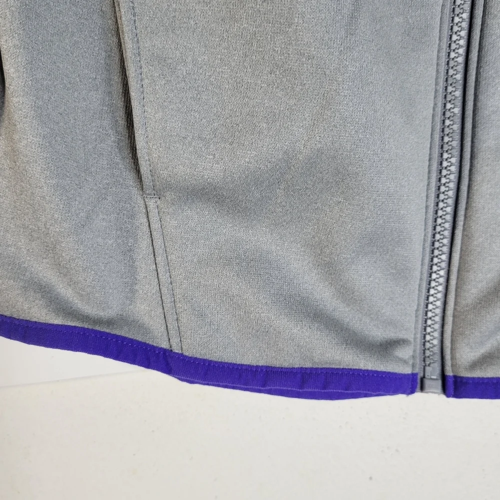 Girls Under Armour Gray/Purple Zip front Hooded jacket Youth large Loose fit